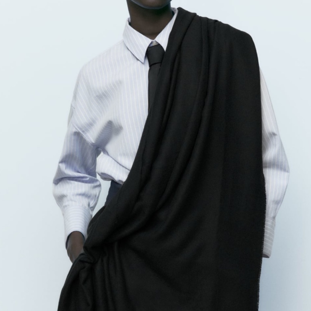 ZARA BNWT SUPER SOFT SCARF • BLACK - Picture 6 of 16